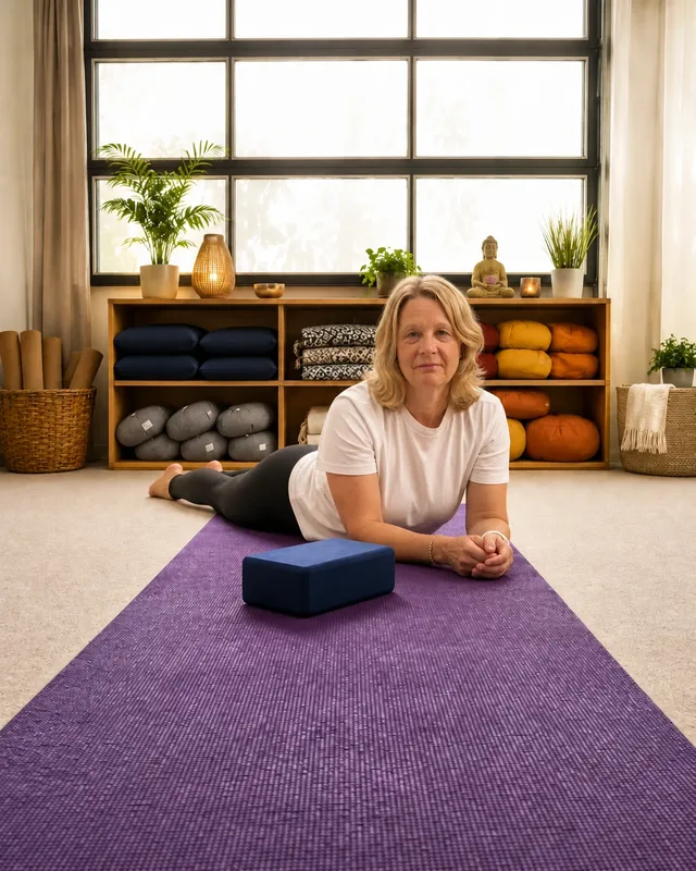 Person auf der Yogamatte - ruhige liegende Pose